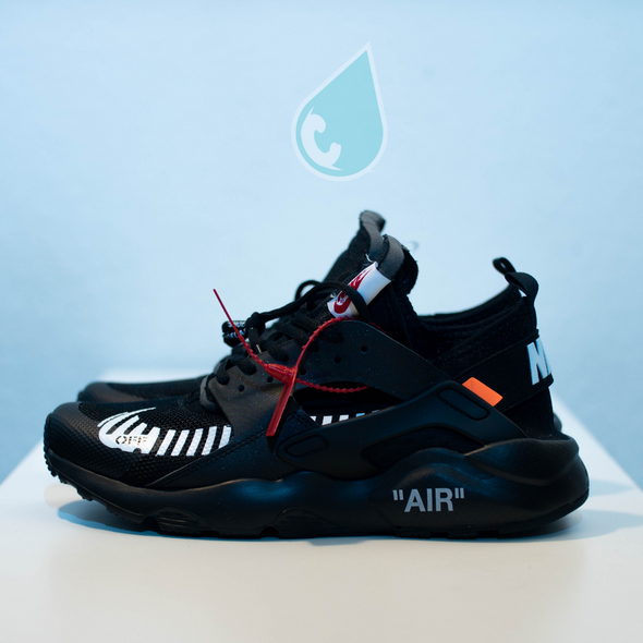 Custom "Off-White" Huaraches (Black/Black)