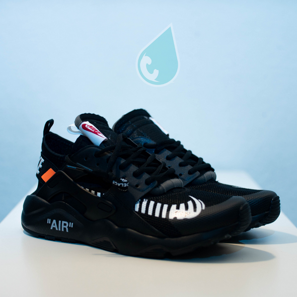 Custom "Off-White" Huaraches (Black/Black)