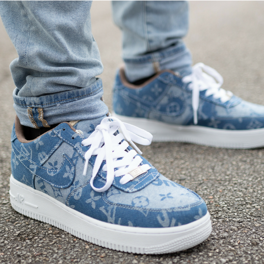 Custom Nike Air Force 1 Supreme Louis Vuitton Denim – aGOODoutfit