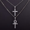 Iced Zircon Ankh Cross Necklace Set